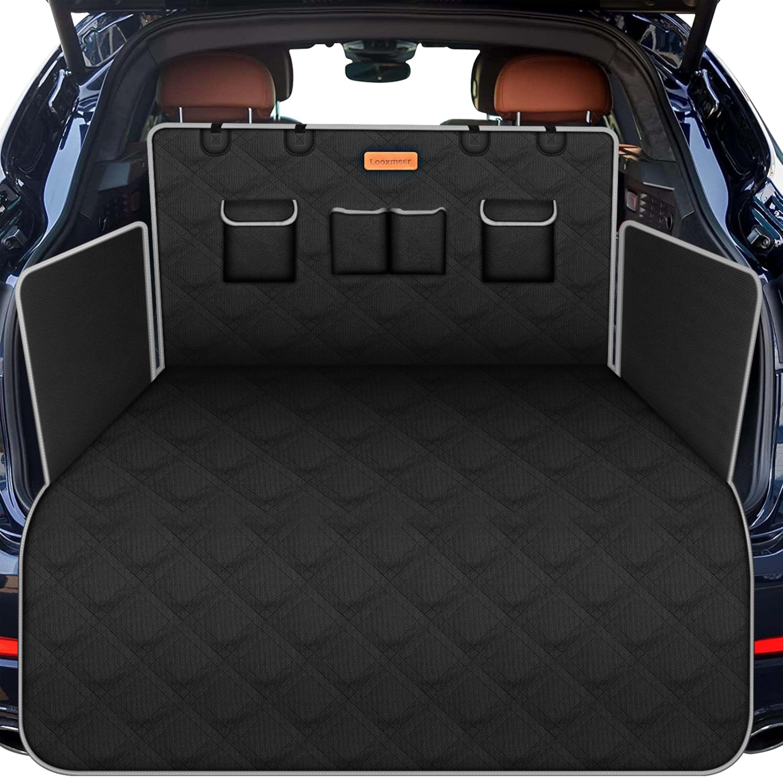 Protection Coffre de Voiture Chien Universelle, Couverture Chien Auto Imperméable, Tapis Coffre Antidérapant avec Protection latérale 4 Poches pour Plupart Voiture 185 x 105 cm