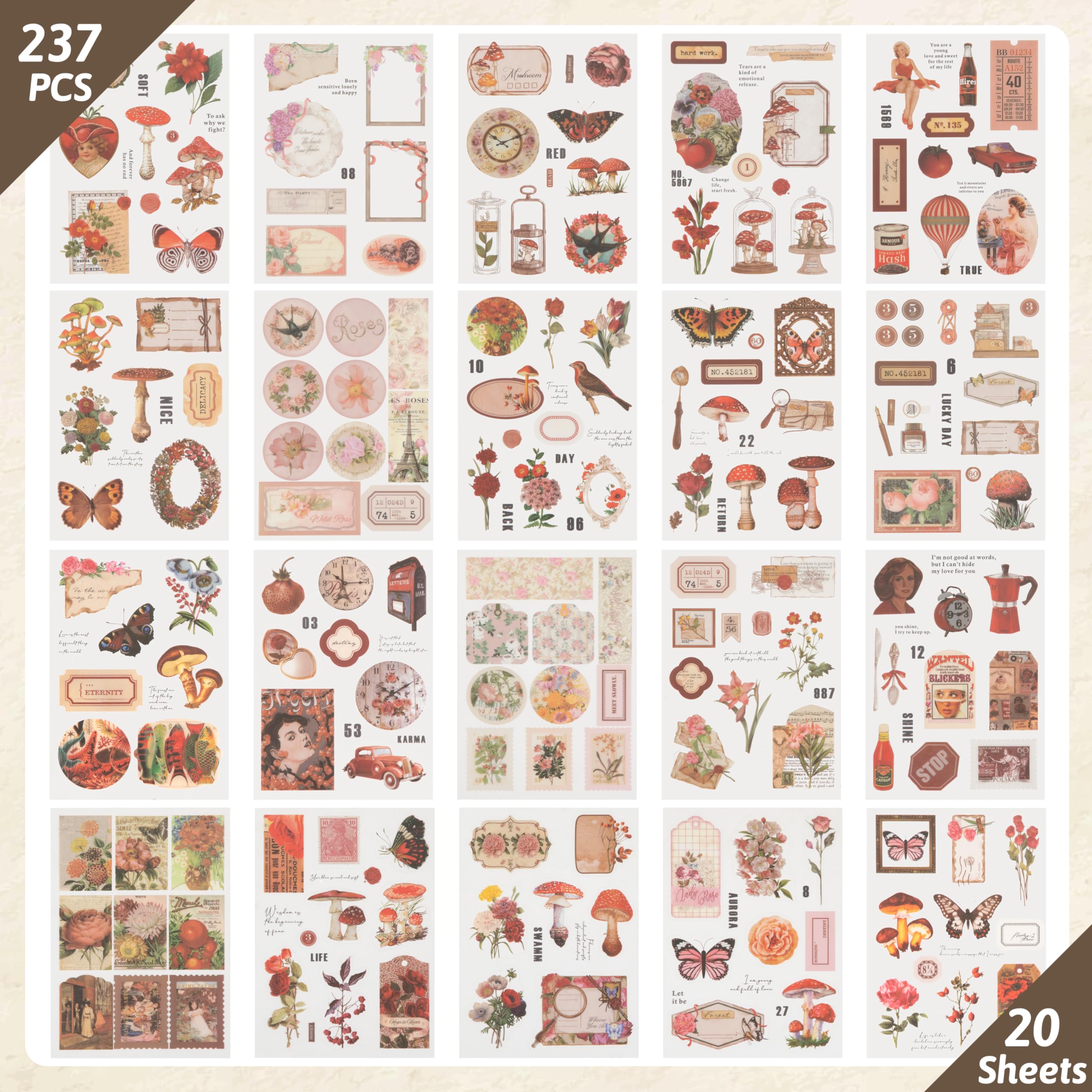 Carta Scrapbooking 180 Fogli, Scrapbook Paper Vintage Journaling, Washi Accessori Decoupage per Bullet Journal Aesthetic Album Diario Artigianato Collage Foto