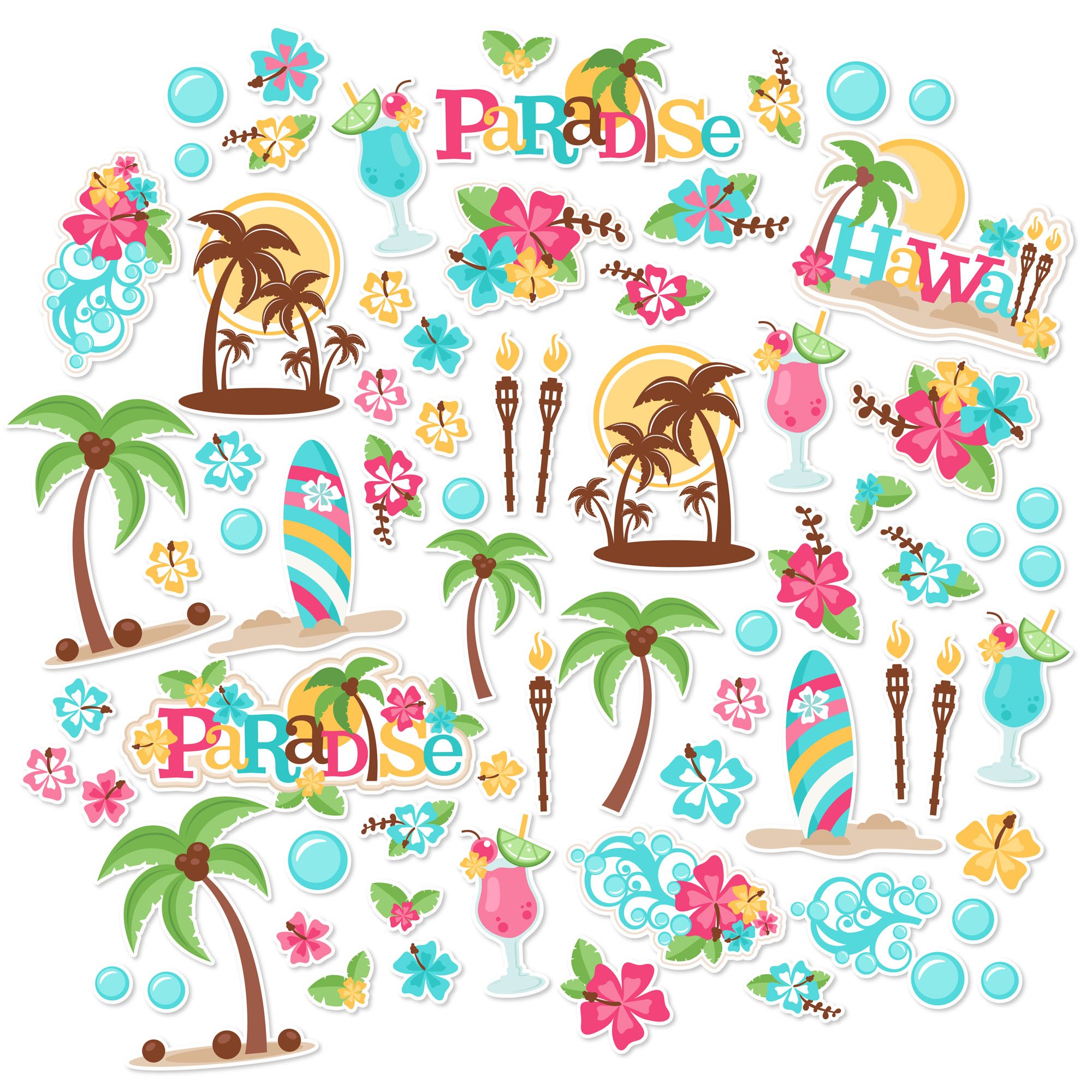 Paper Die Cuts - Paradise - Over 60 Cardstock Scrapbook Die Cuts - by Miss Kate Cuttables