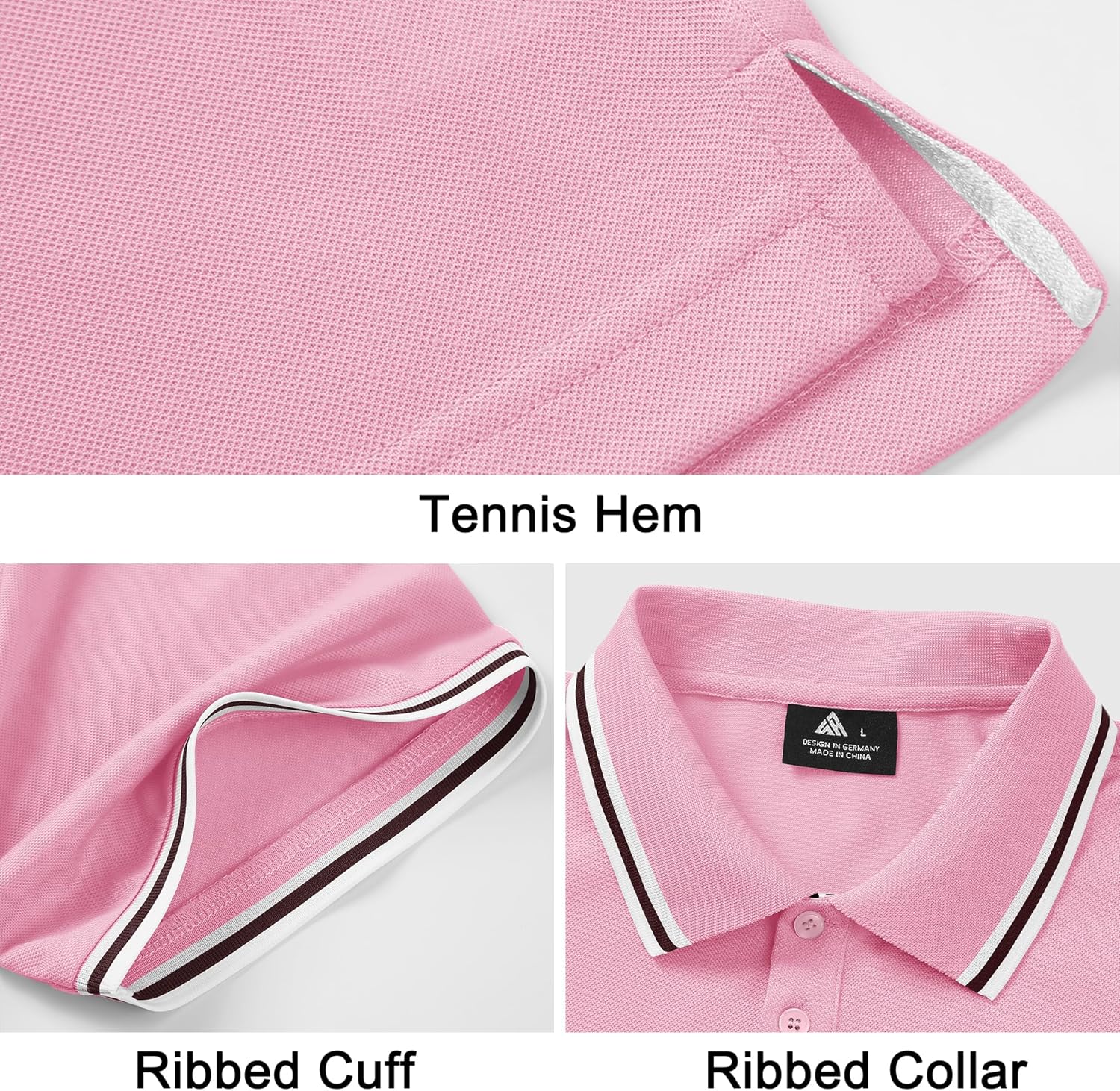 V VALANCH Mens Golf Polo Shirts Short Sleeve Moisture Wicking Golf Polo Shirts Collared Athletic Tennis Shirt X-Large B-pink image 5 of 6 B0BKGMNL9L