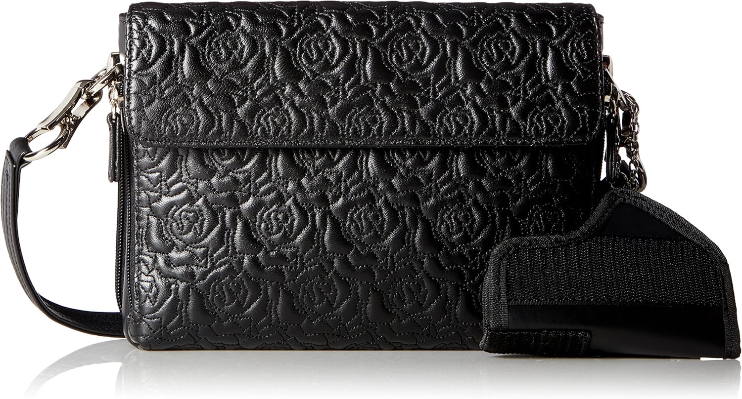 Gun Tote'n Mamas- Conceal Carry Clutch Purse, Top Grain Embroidered Lambskin