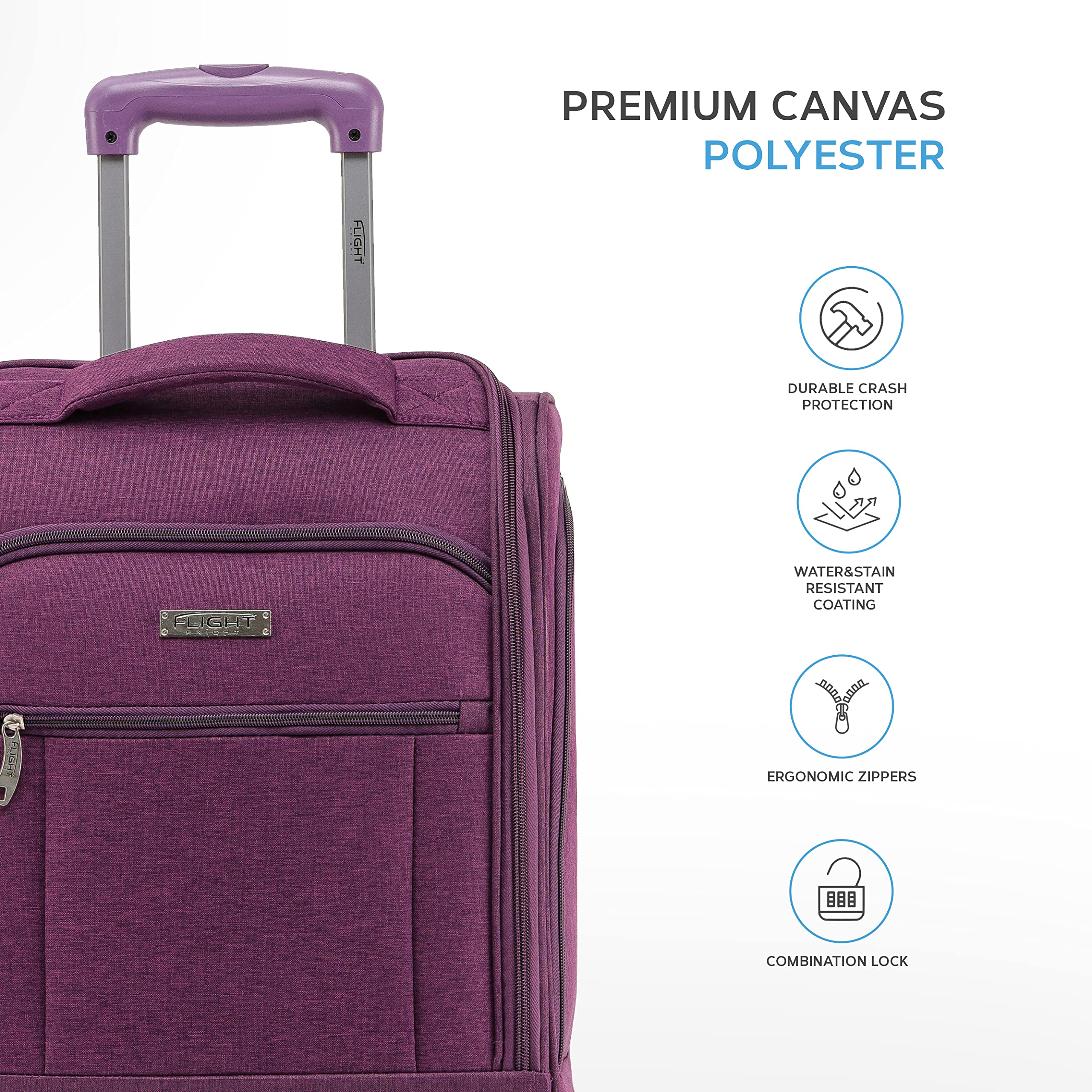 Flight Knight easyJet Underseat Carry On Non Priority Approved Hand Luggage Case - 2 Wheels - Ultra Lightweight Durable Soft Case Textile Cabin Suitcase 42x35x20cm