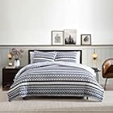 Full/Queen Comforter Set, Reversible Plush Bedding with Matching Shams, Super Soft Luxurious Bedding Set, Oeko-Tex Certified (Shelton Fair Isle Navy, Full/Queen)
