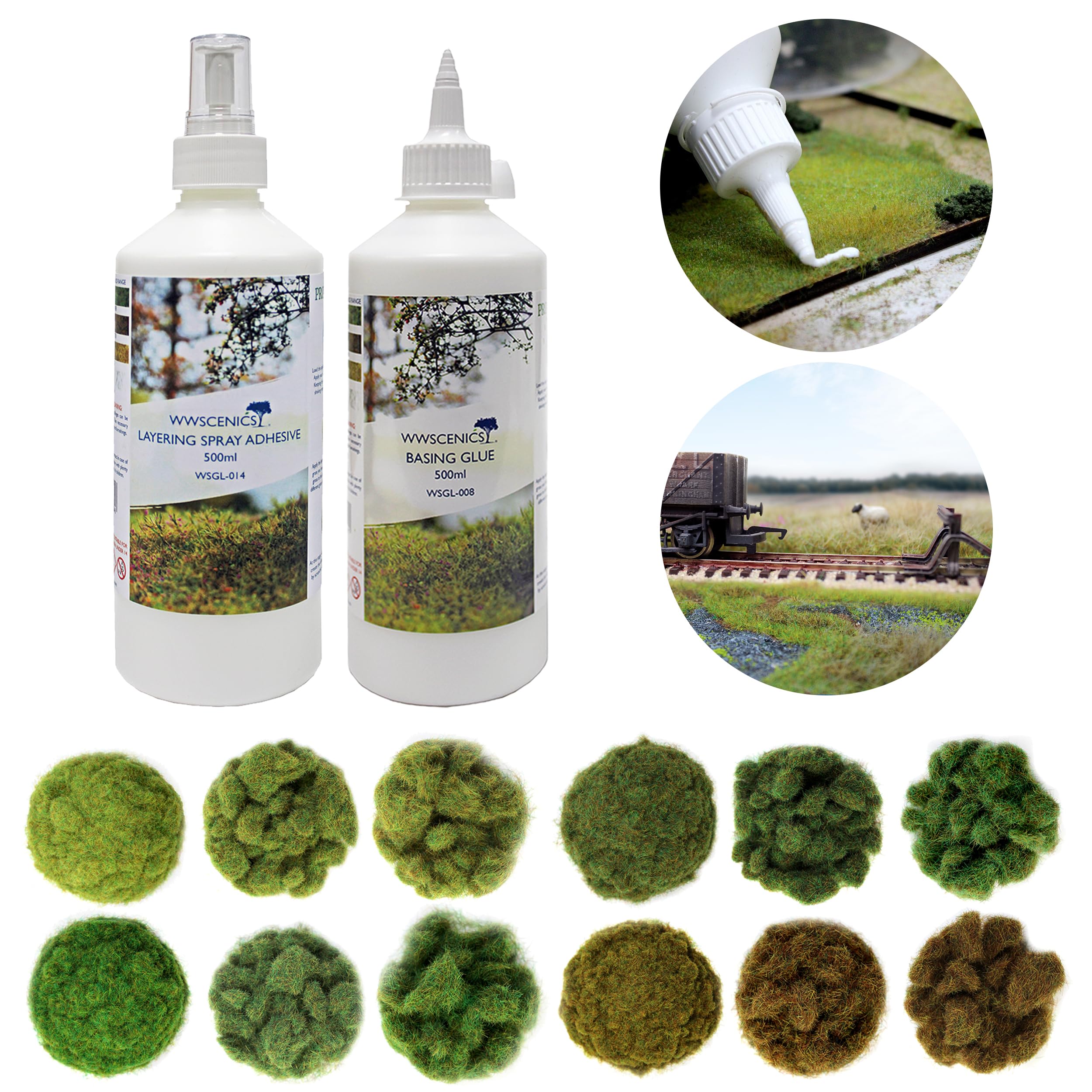 War World Scenics Four Seasons Static Grass & Glue Kit – Modelling Model Railway Railroad Wargame Layout Scenery Terrain Landscape Diorama Materials Track All Gauges