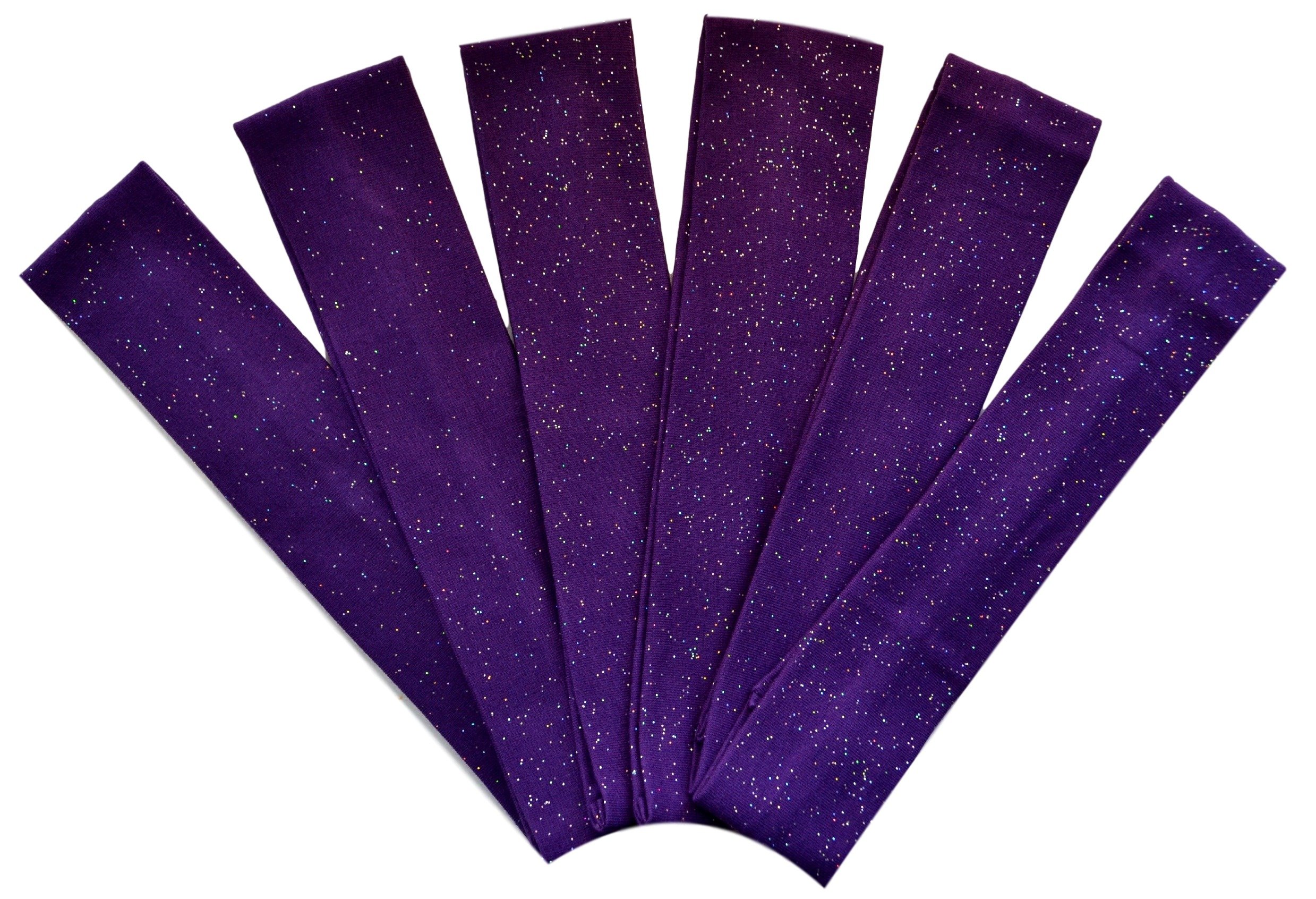Funny Girl Designs SET OF 6 2 Inch Wide SPARKLING GLITTER Cotton Stretch Headbands Official Headbands (PURPLE)