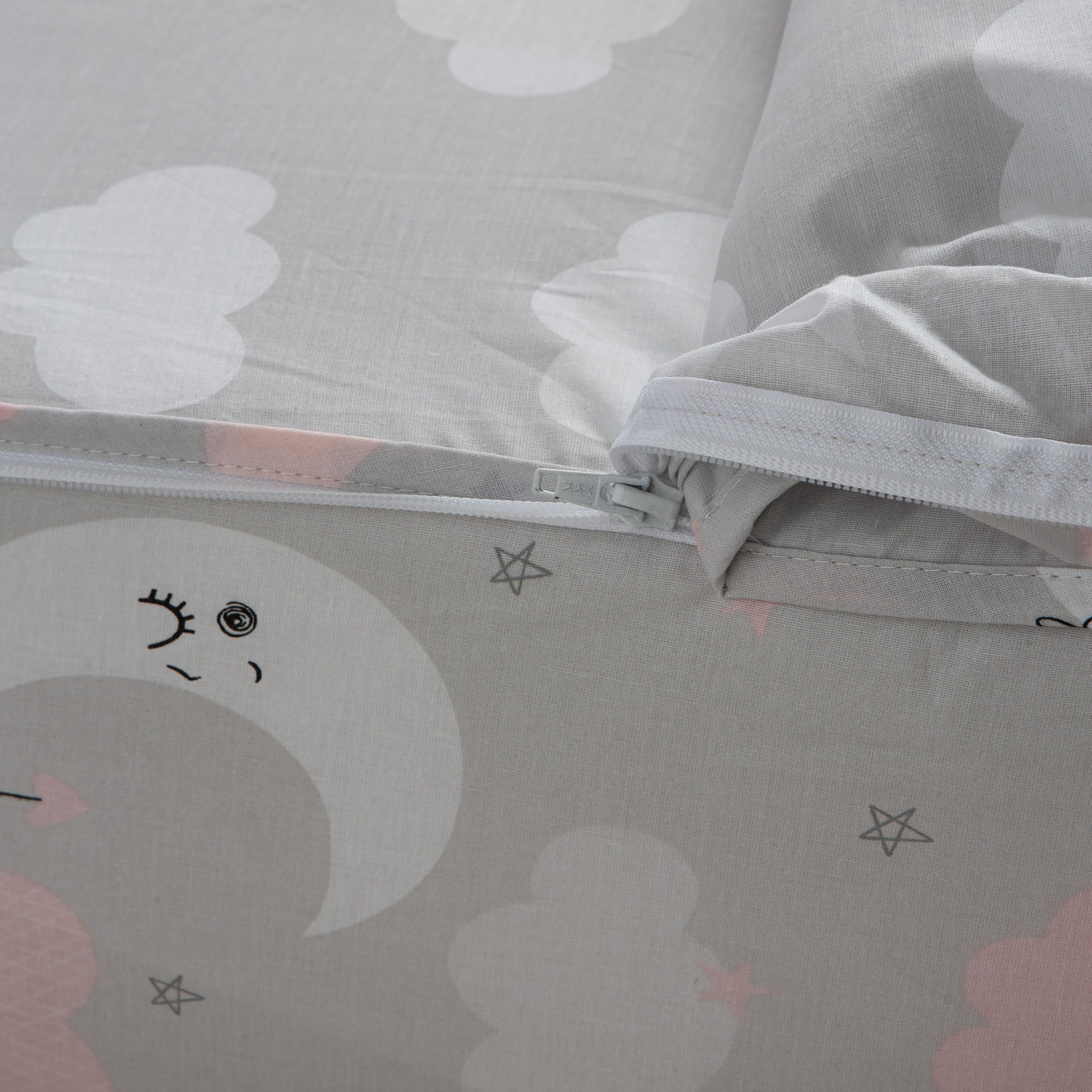COTTON ARTean Saco nordico con Relleno Lunitas Rosa para Cama 90 x 190/200 + 1 Funda de Almohada. Saco Unido a la Bajera con Cremallera. con Relleno nórdico.