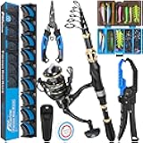 Fishing Gear,Full Fishing kit Include Fishing Rod and Reel Combo, Tackle Box with Fishing Lures, Fishing Accessories, Fishing Pliers,Fishing Gifts for Men with Fishing Tool Kit