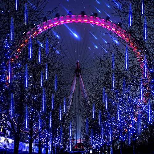 Miniatura 2 de Blingstar Luces de lluvia de meteoritos de 11.8pulgadas, 10 tubos y 240 luces LED de Navidad, enchufables y nevadas, para exteriores, impermeables,