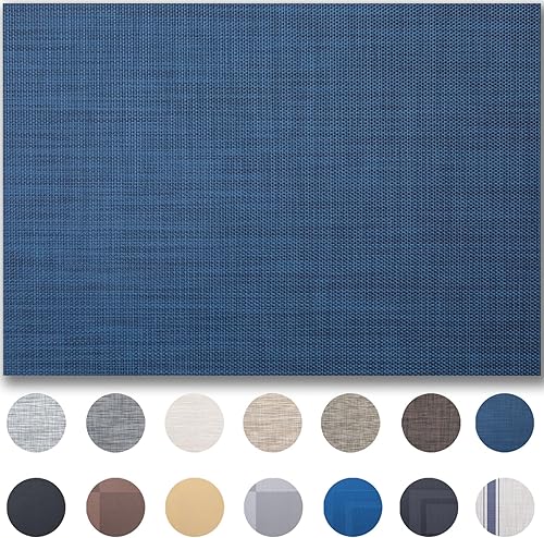 Miniatura 16 de Juego de 4 manteles individuales de vinilo tejido fácil de limpiar para mesa de comedor, interiores y exteriores, manteles individuales de PVC