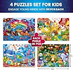 QUOKKA Puzzles for Kids Ages 3-5 - Ocean Tropical Farm Animals & Bugs - Set of 4x60 Pieces Puzzles for Kids Ages 4-6 - Glow Jigsaw Puzzles for Toddlers 3-5 - Gift Educational Game for Boys & Girls