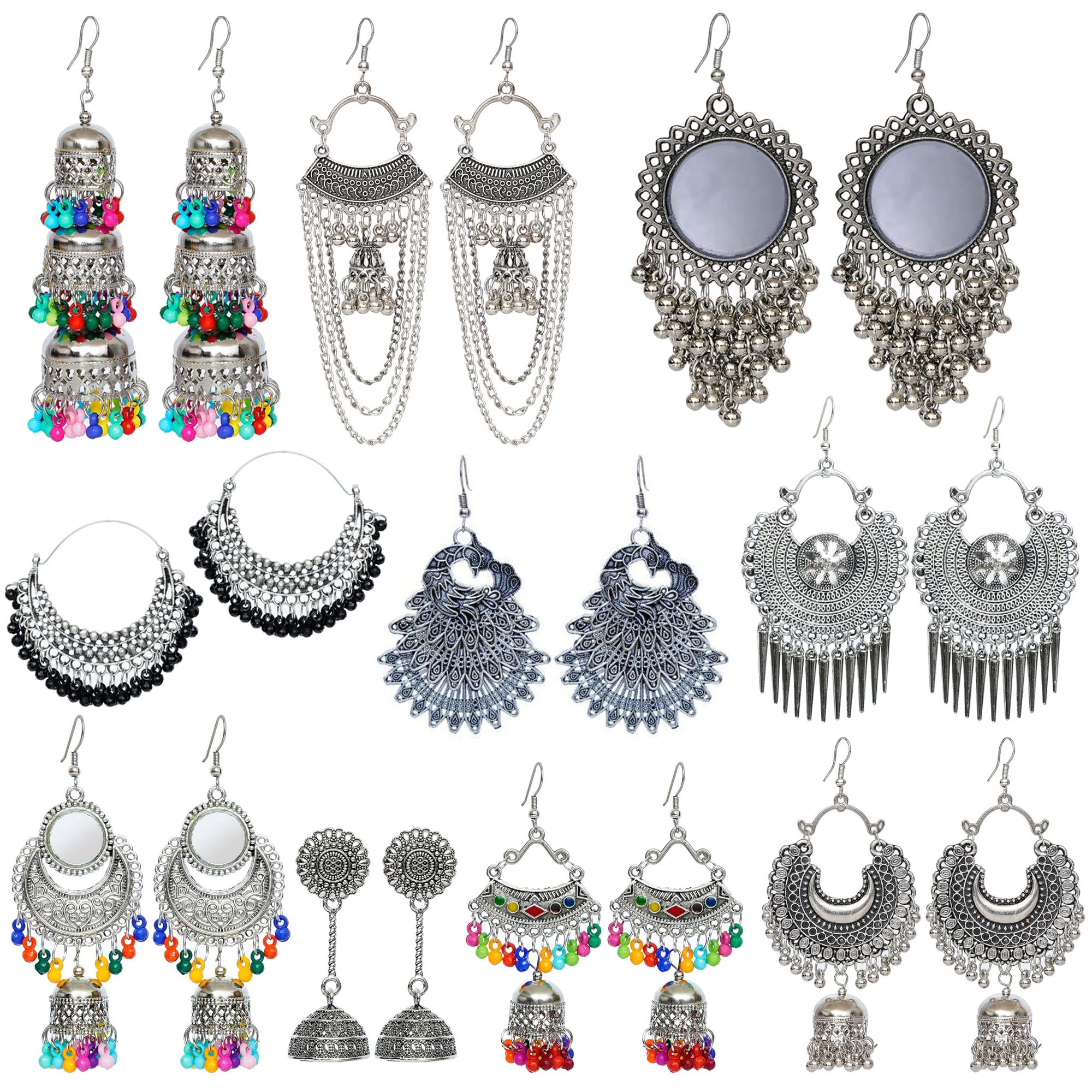 See full amazon price history chart for YOTOG Combo of Oxidised Silver Tribal Jhumka, Brass Earrings, Mirror Jhumka, Peacock, Kashmiri Chandbali Earrings for Women - 10 Pair YOTOG Combo of Oxidised Silver Tribal Jhumka, Brass Earrings, Mirror Jhumka, Peacock, Kashmiri Chandbali Earrings for Women - 10 Pair (B09WK5XTXM) Amazon Price History, Amazon Price Tracker