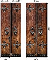 Vista 2 de FLFK Adhesivo de Pared para Puerta - Retro, Desengancha y Pega, Tamaño Combinado 32"x80", Dividido en 2 Piezas