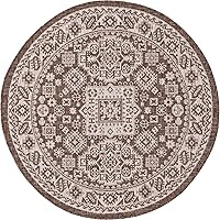 Vista 70 de Unique Loom Outdoor Aztec Collection Alfombra de área - Chalca (10 pies, redonda, azul/marfil)