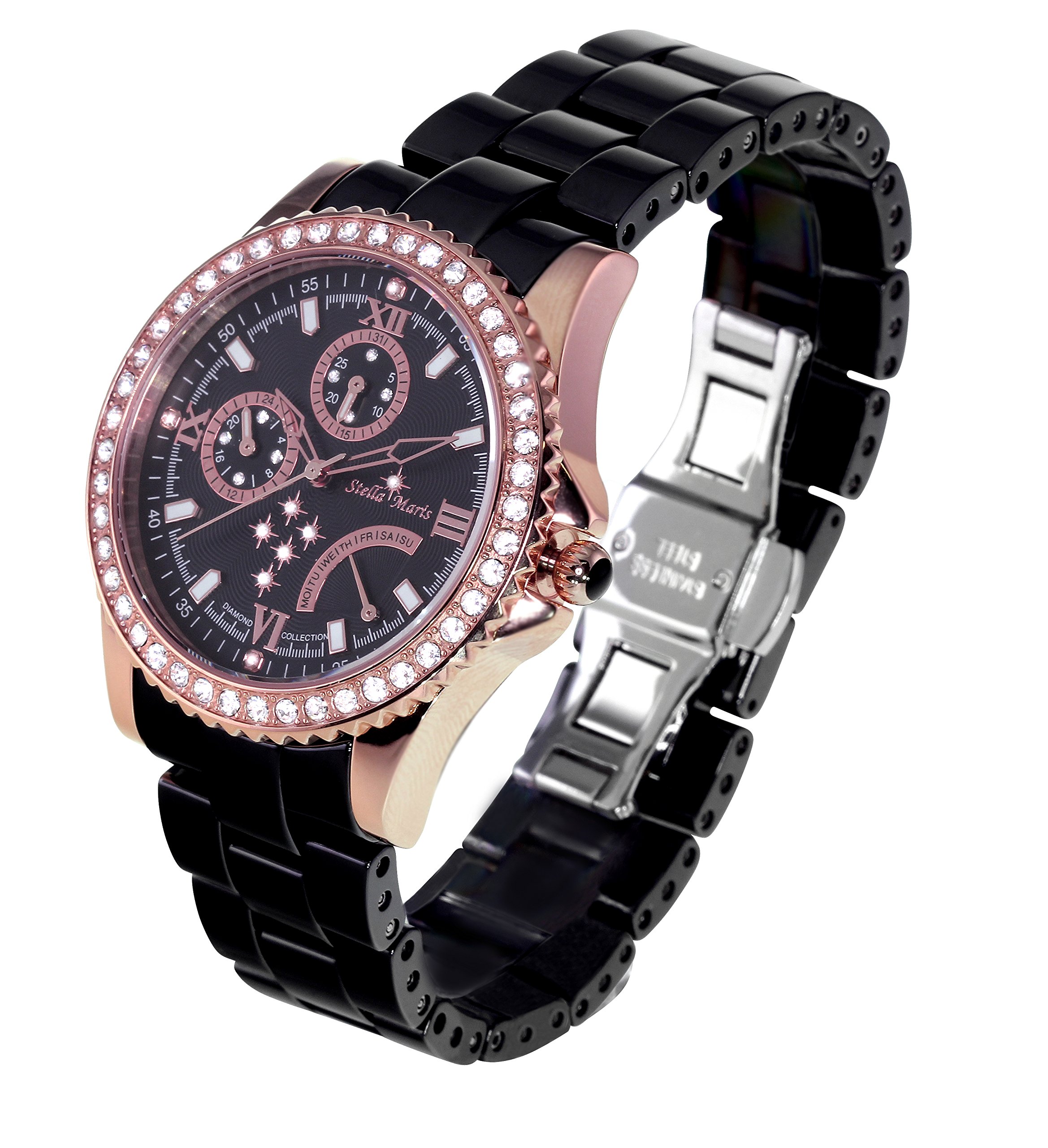 Stella Maris Damen-Armbanduhr Analog Quarz Premium Keramik Diamanten - STM15N4
