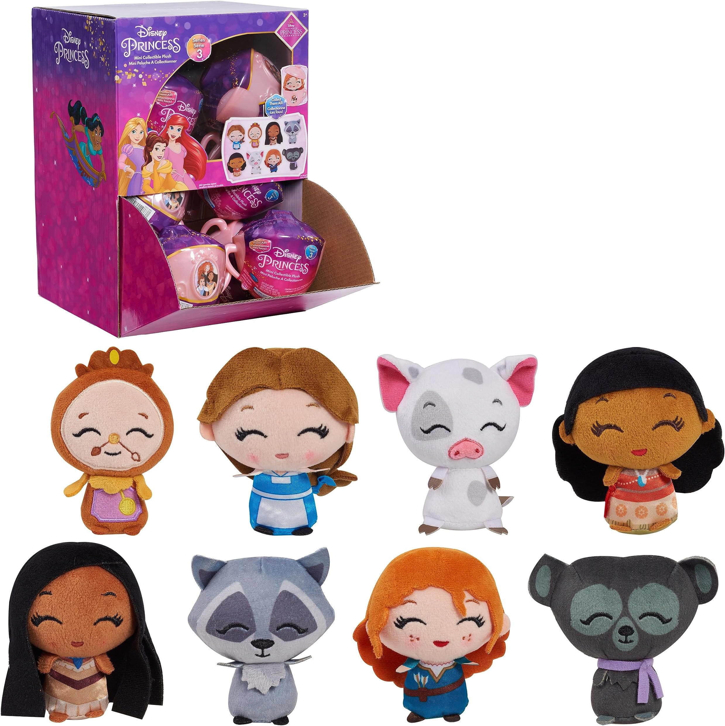 Disney Princess Mini Collectible Plush Teacup Capsule, Officially Licensed Kids Toys for Ages 3 Up by Just Play