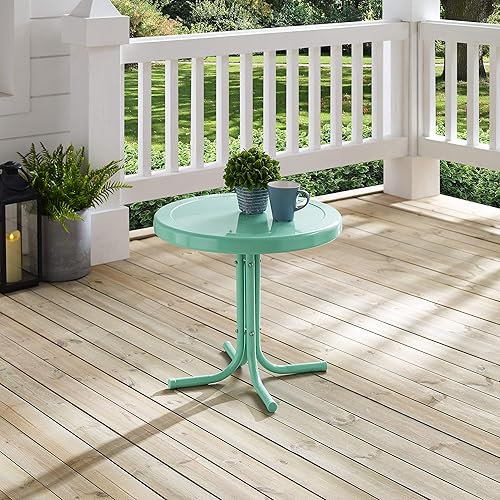 Vista 64 de Crosley Furniture Griffith - Mesa auxiliar de metal retro resistente a la intemperie para patio, terraza, porche, color rojo