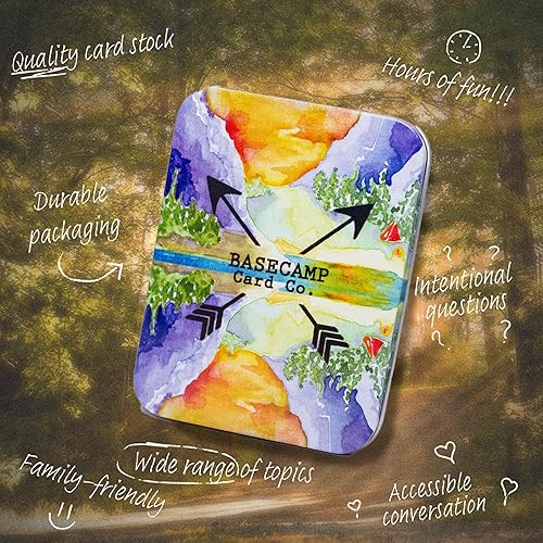 Vista 4 de Basecamp Cards: Iniciadores de conversación de edición original - 52+2 preguntas únicas para la familia - Tarjetas de conversación familiar - Juego