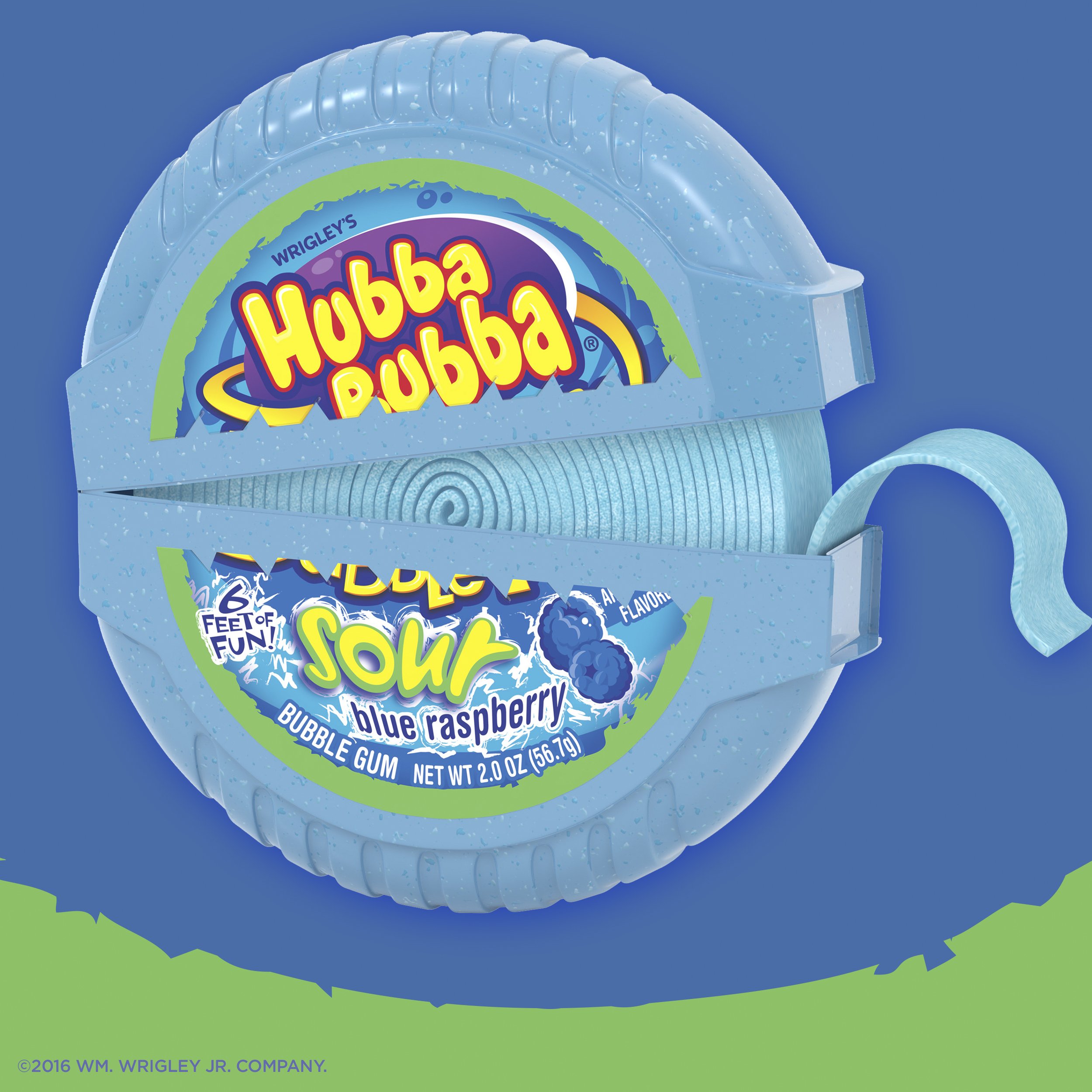 HUBBA BUBBA Sour Blue Raspberry Bubble Chewing Gum Tape, 2 ounce (6 Pack) Buy Online in United