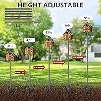 Vista 6 de Soporte para comedero de pájaros, poste de 95 pulgadas para pájaros para exteriores, resistente, 5 puntas de base, soporte ajustable para comedero