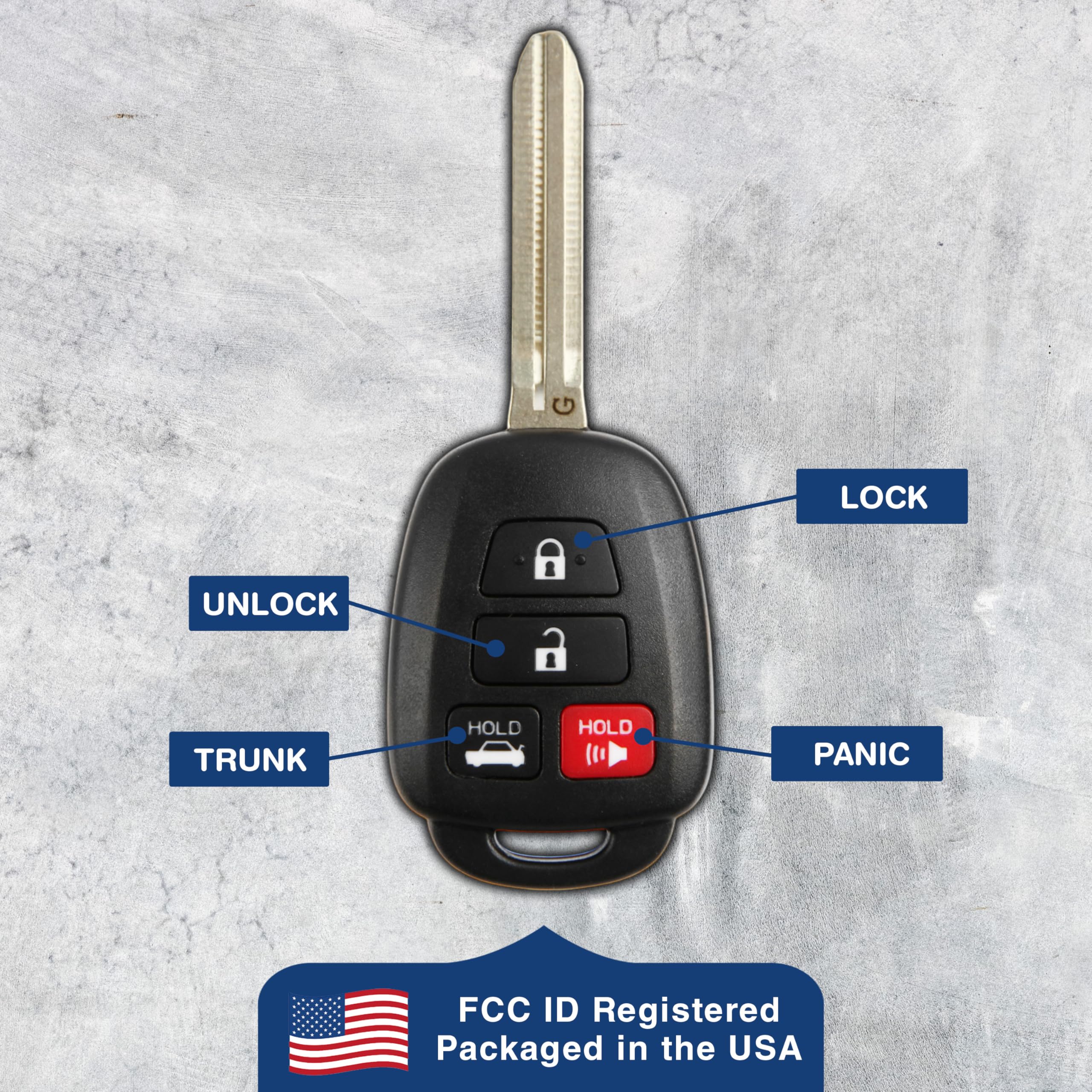 Amazon.com: 2 個KeylessOption 鑰匙扣替換,適用於2012 2013 2014 Toyota Camry 遙控器,4  鍵HYQ12BDM,需要鎖匠: 工業與科學