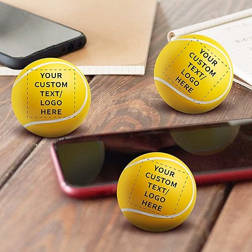 Miniatura 7 de DISCOUNT PROMOS Juego de 10 pelotas de tenis personalizadas con forma de pelota de tenis, paquete personalizado a granel, perfecto para regalos