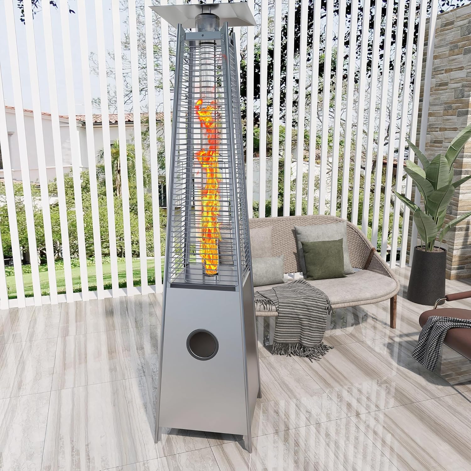 UIXE 90" Outdoor Pyramid Patio Heater with Reflector Shield
