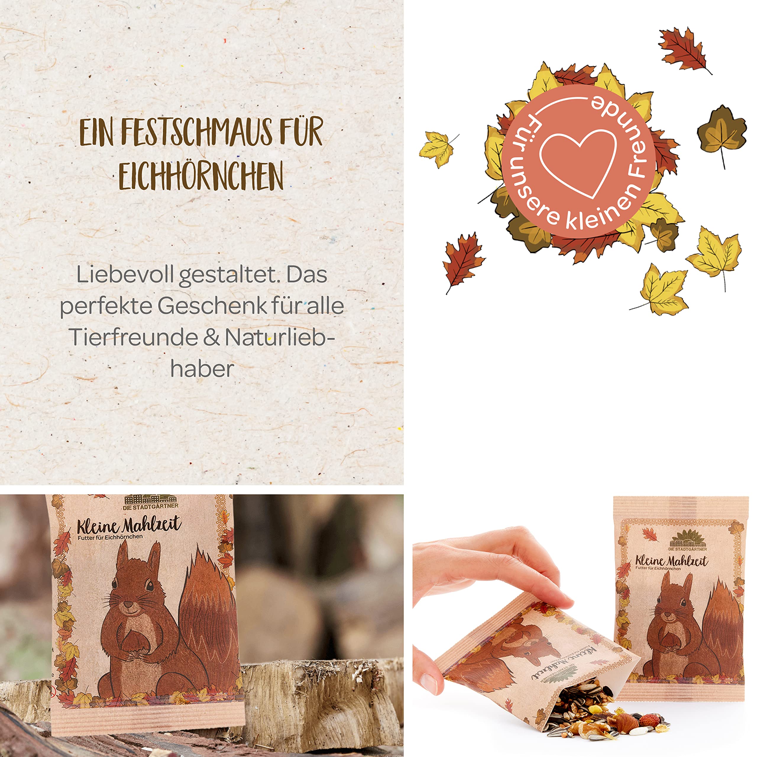 Die Stadtgärtner Petit repas - Nourriture pour écureuils - Contient des noisettes, des noix, des cynorrhodons, des raisins secs et des noix de cèdre - Nourriture naturelle pour les écureuils