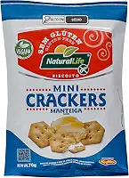 Biscoito Mini Crackers Natural Life - Sabor Manteiga - Sem Glúten - Vegano - 70g
