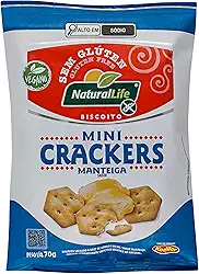 Biscoito Mini Crackers Natural Life - Sabor Manteiga - Sem Glúten - Vegano - 70g