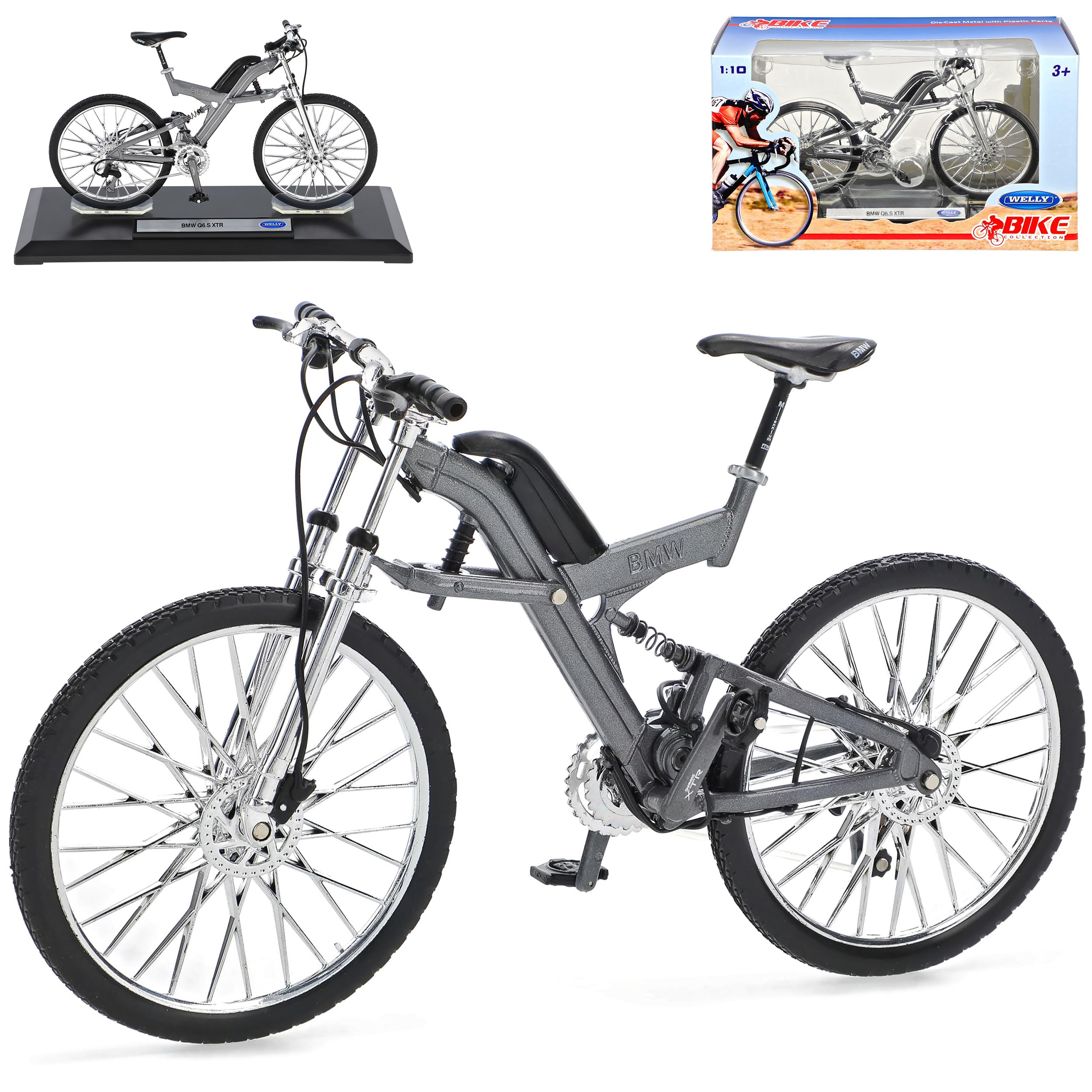 Welly BMW Q6 Fahrrad-Modell – Ca. 18 Cm, Aus Metall, Mit Lenkung, Detailgetreu