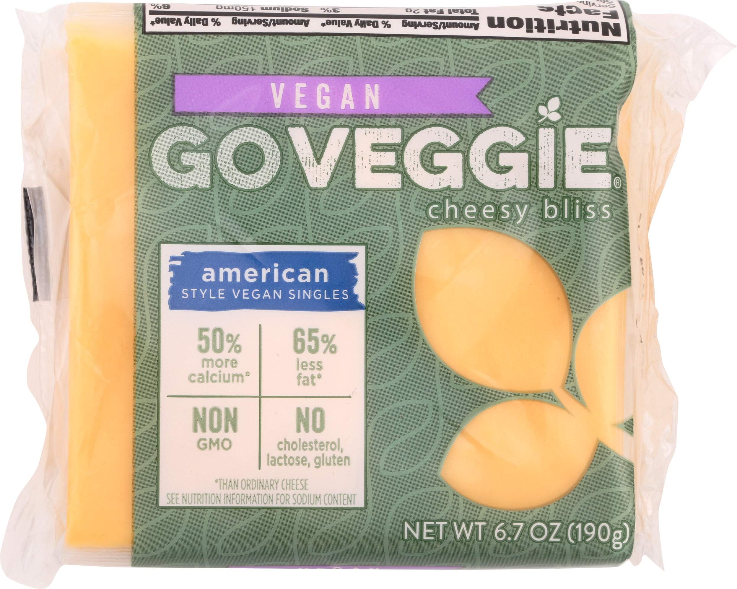 Go Veggie!, Vegan Cheese American Dairy Free Sliced, 6.7 Ounce
