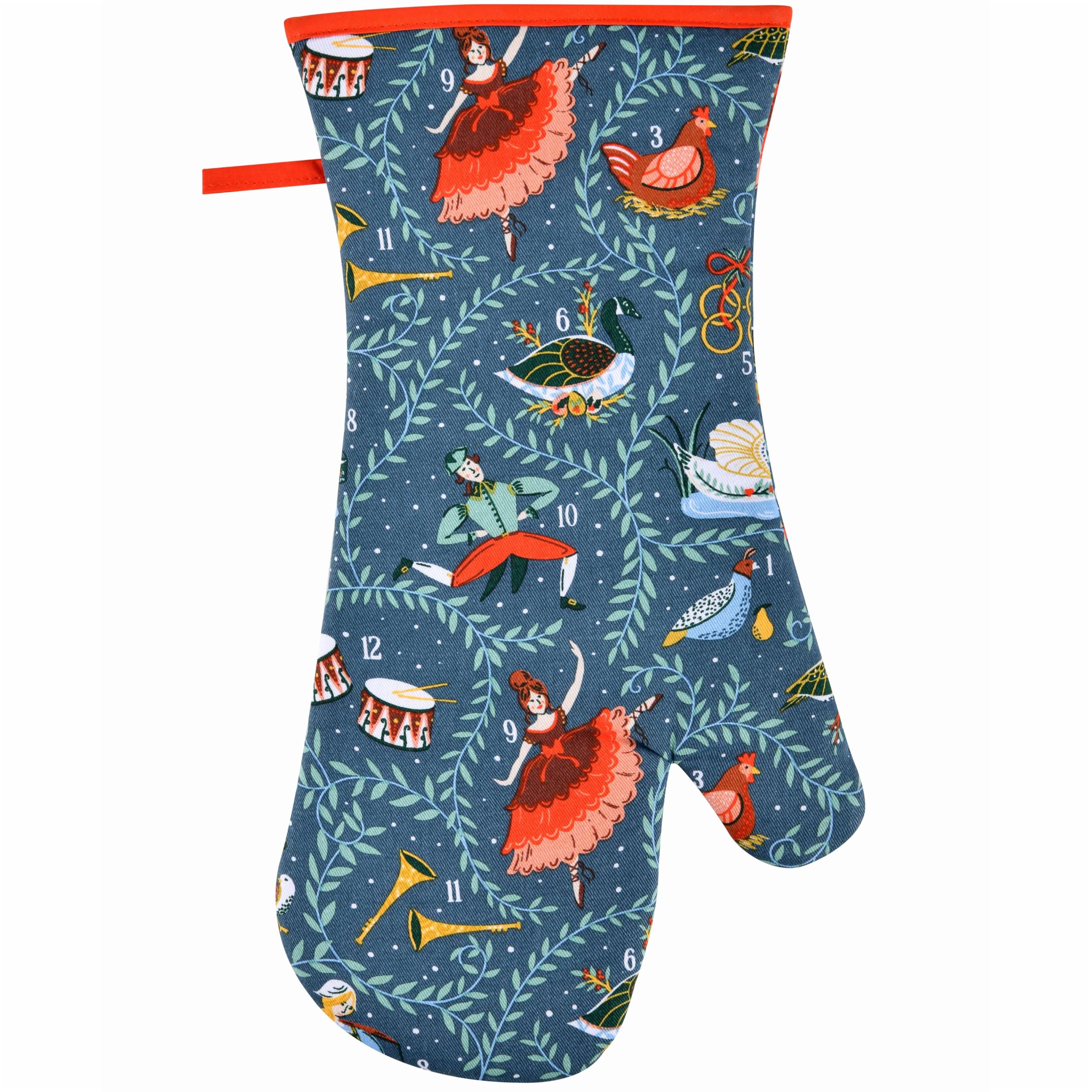 Ulster Weavers Berry Red Blue Gauntlet Oven Glove: 12 Days Of Christmas By