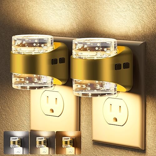 Briignite Paquete de 2 luces nocturnas regulables enchufables a la pared con diseño de burbujas 3000K4000K5000K y 3 niveles de brillo para bebé,