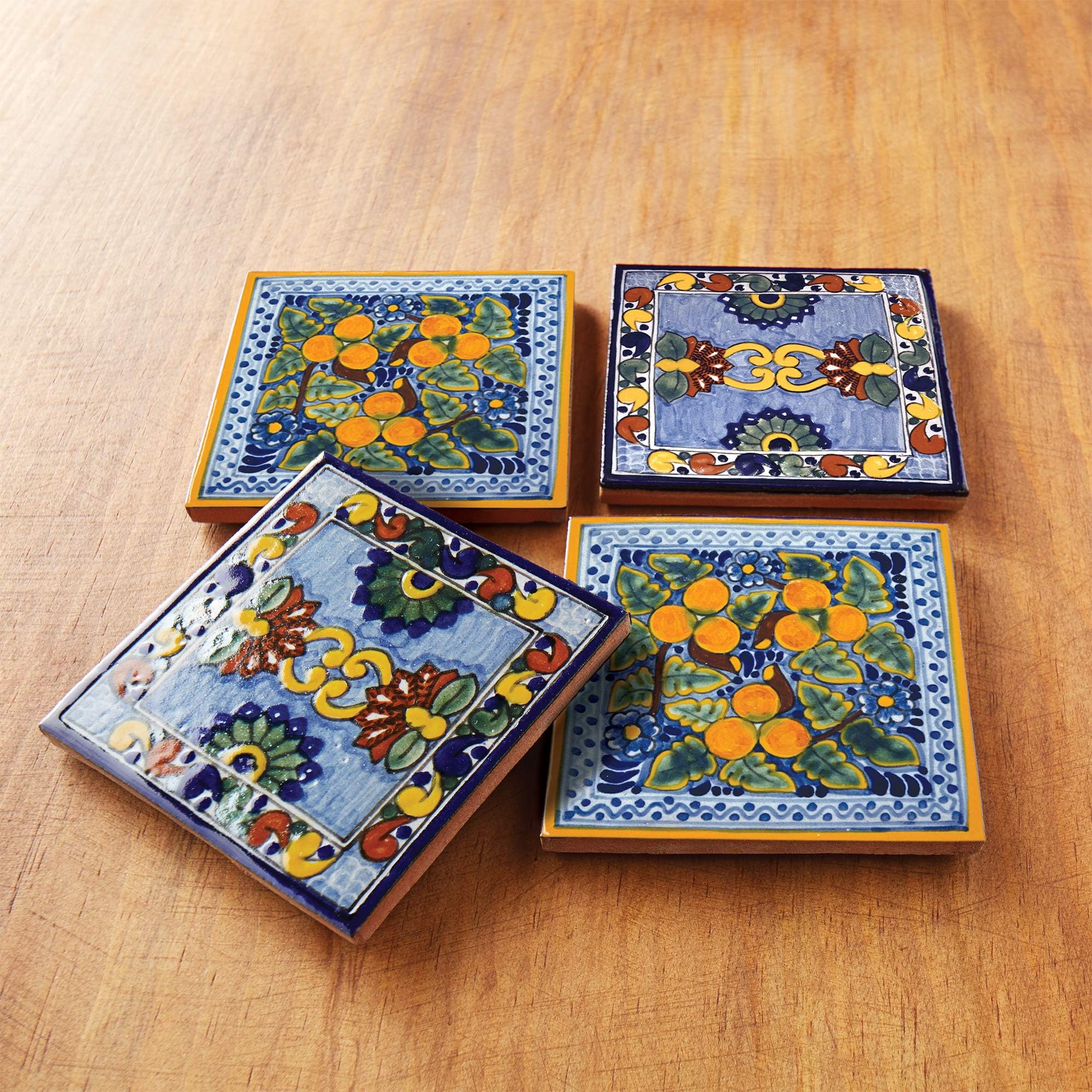 Moroccan Midnight Hand Painted Tile Coasters (Set of 4)