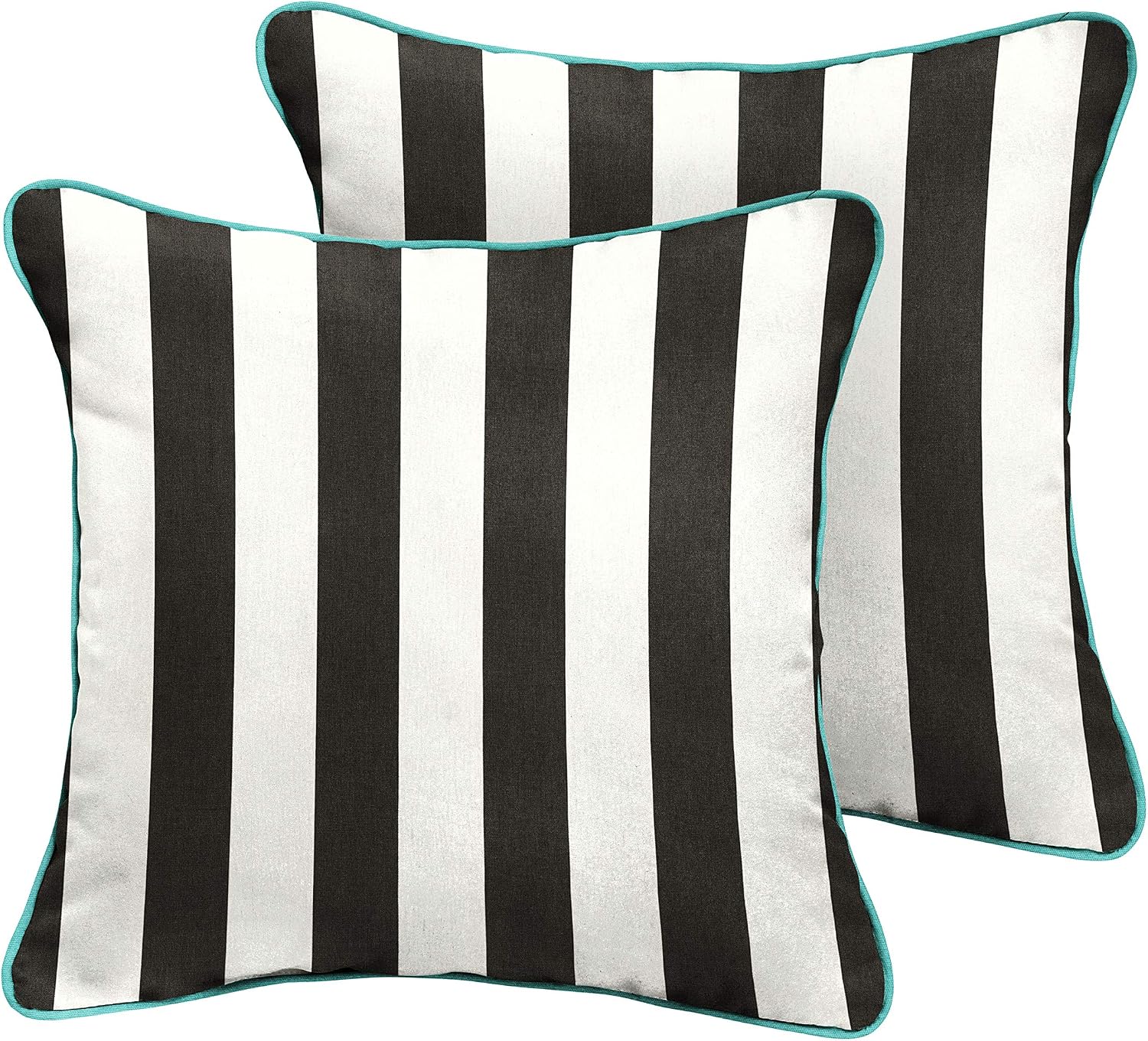 Sorra Home x Sunbrella - Square Pillows (Set of 2), Cabana Classic Stripes & Aruba