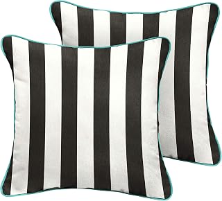 Sorra Home x Sunbrella - Square Pillows (Set of 2), Cabana Classic Stripes & Aruba