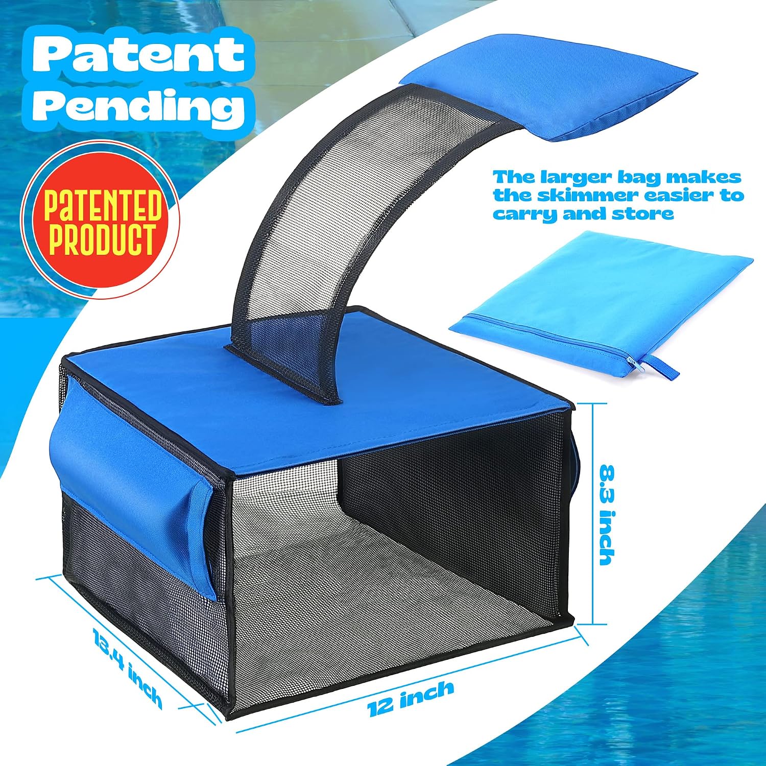 Swimming Pool Net Leaf Liberate Hands Skimmer with Animal Saving Escape Ramp, Heavy Duty Pool Leaf Fine Mesh Cleaning Net Skimmer, Rescue Pool Critter Saver Floating Ramp Accessories (Dark Blue)