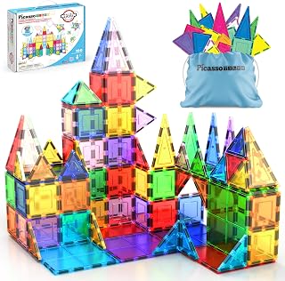 PicassoTiles 100 Piece Magnetic Building Tiles - Clear 3D Magnet Blocks for Creative Kids Construction Play, Educational STEM Toy Ages 3+