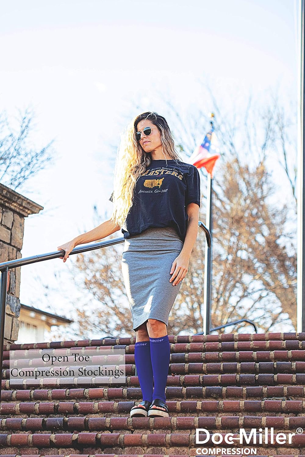Frее Shірріng оƒƒеr Doc Miller Open Toe Compression Socks 1 Pair 30-40 mmHg (Dk Blue OT XL Tall)