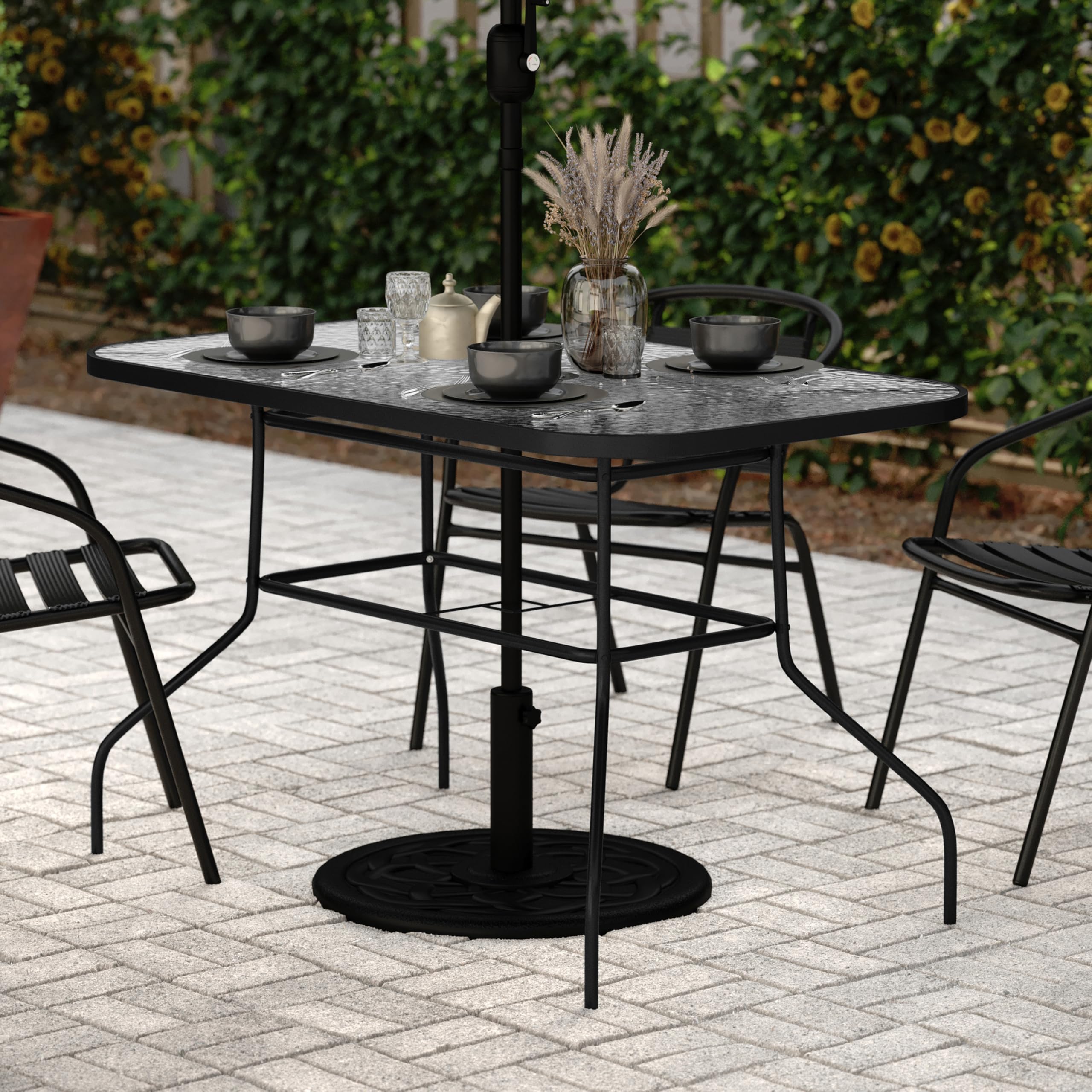 2.25in patio table umbrella hole Flash Furniture Commercial 27.5x47.25 in Steel Table, Black Universal Windproof 3-Snap Motorcycle Antique Design Choose Option:Love Bug Toddler One Size published:2024-01-19