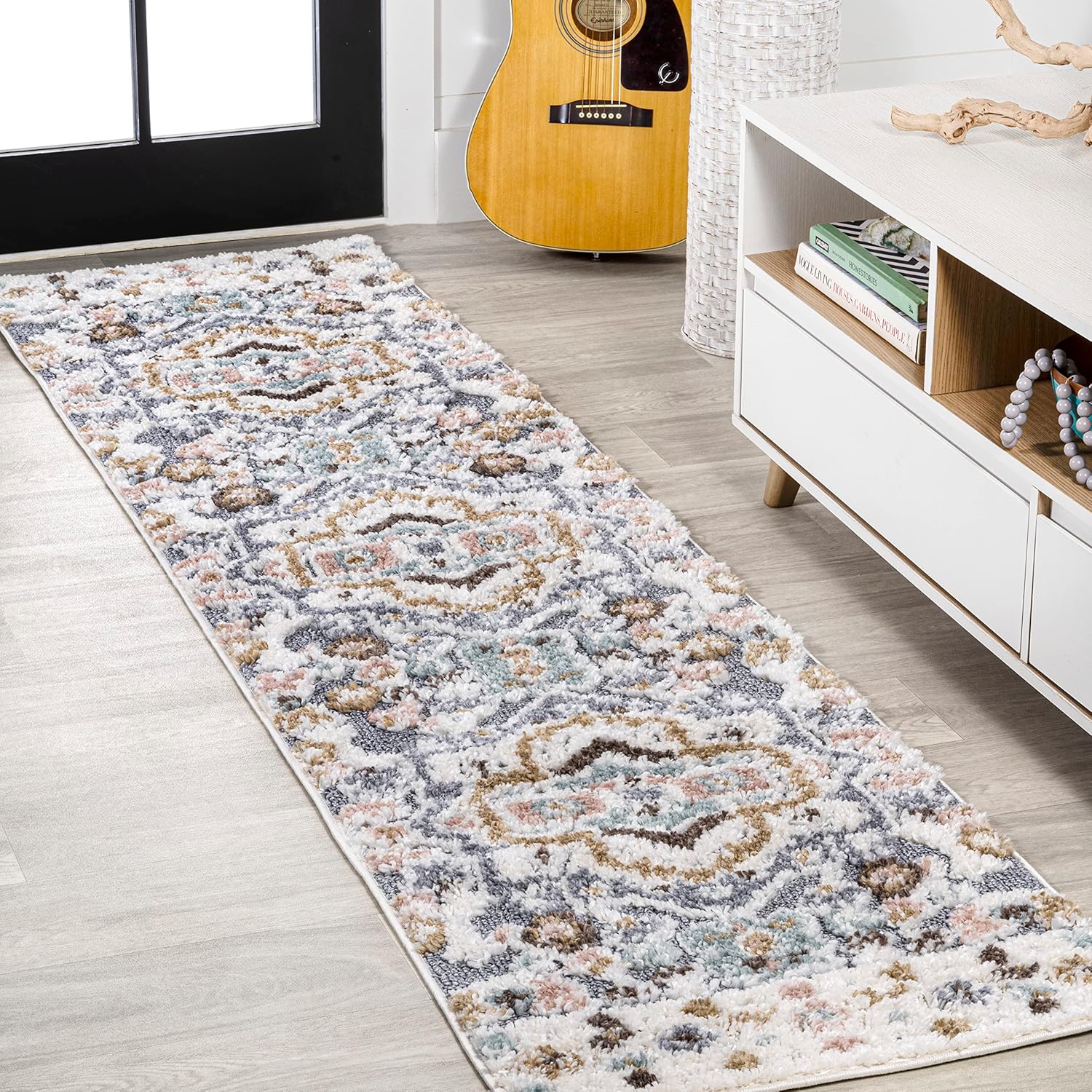 JONATHAN Y Medallion High-Low Multi Indoor Area Rug 3X5 ft, Aziza for Living Room, Bedroom, Kitchen, Office, Easy-Cleaning, High Traffic, Pet-Friendly, Non-Shedding SNT109A-3