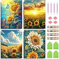 Santiway 4 Pack Sunflower Diamond Art Kits for Adults&Kids