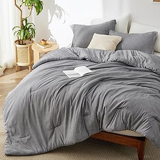 Bedsure Super King Comforter Set - Dark Grey Soft Bedding for All Seasons, Cationic Dyed Bed Set, 3 Pieces, 1 Super King Size Comforter (120"x120") and 2 Pillow Shams (20"x36"+2")