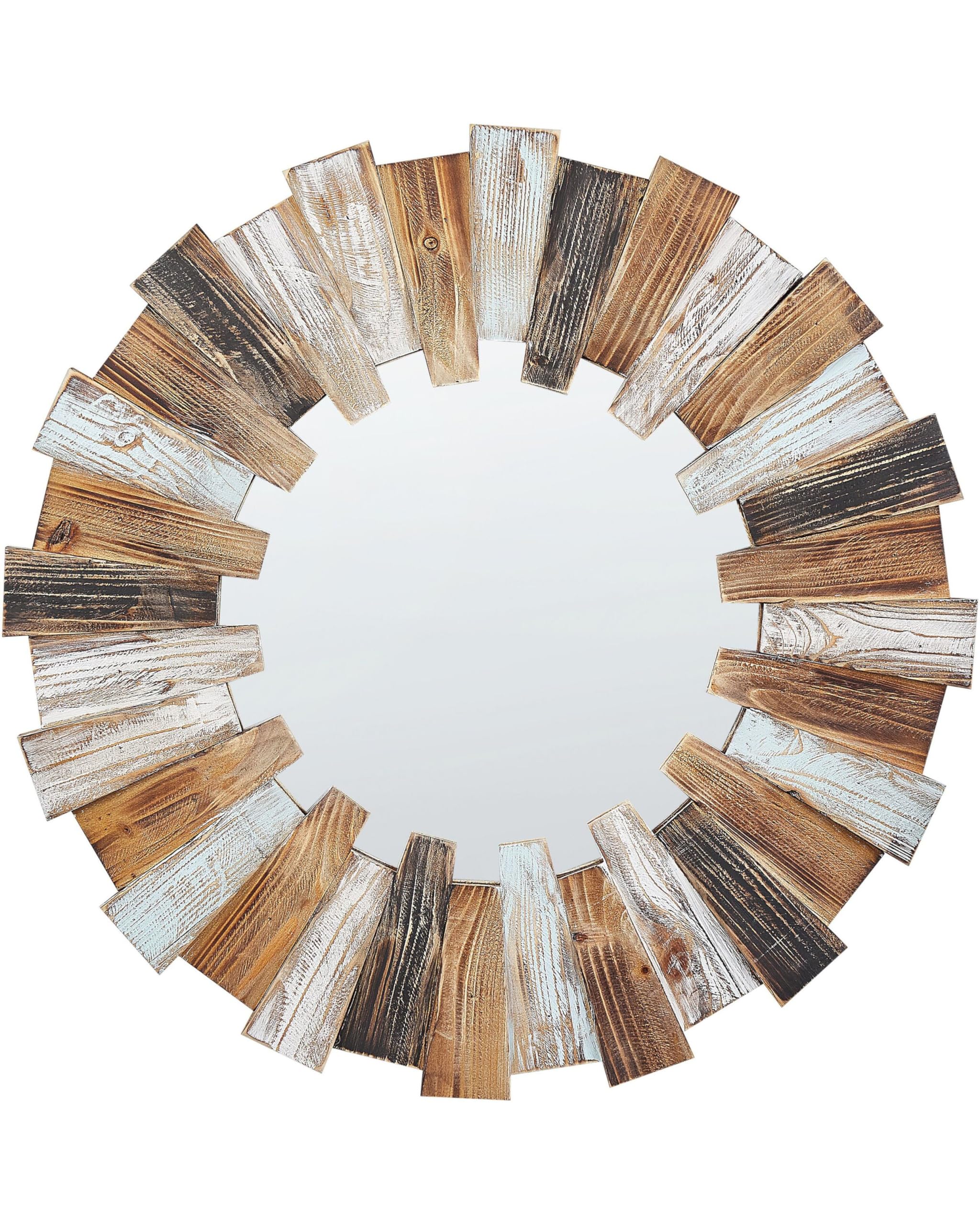 Beliani Specchio decorativo parete moderno rotondo 66 cm mano legno chiaro