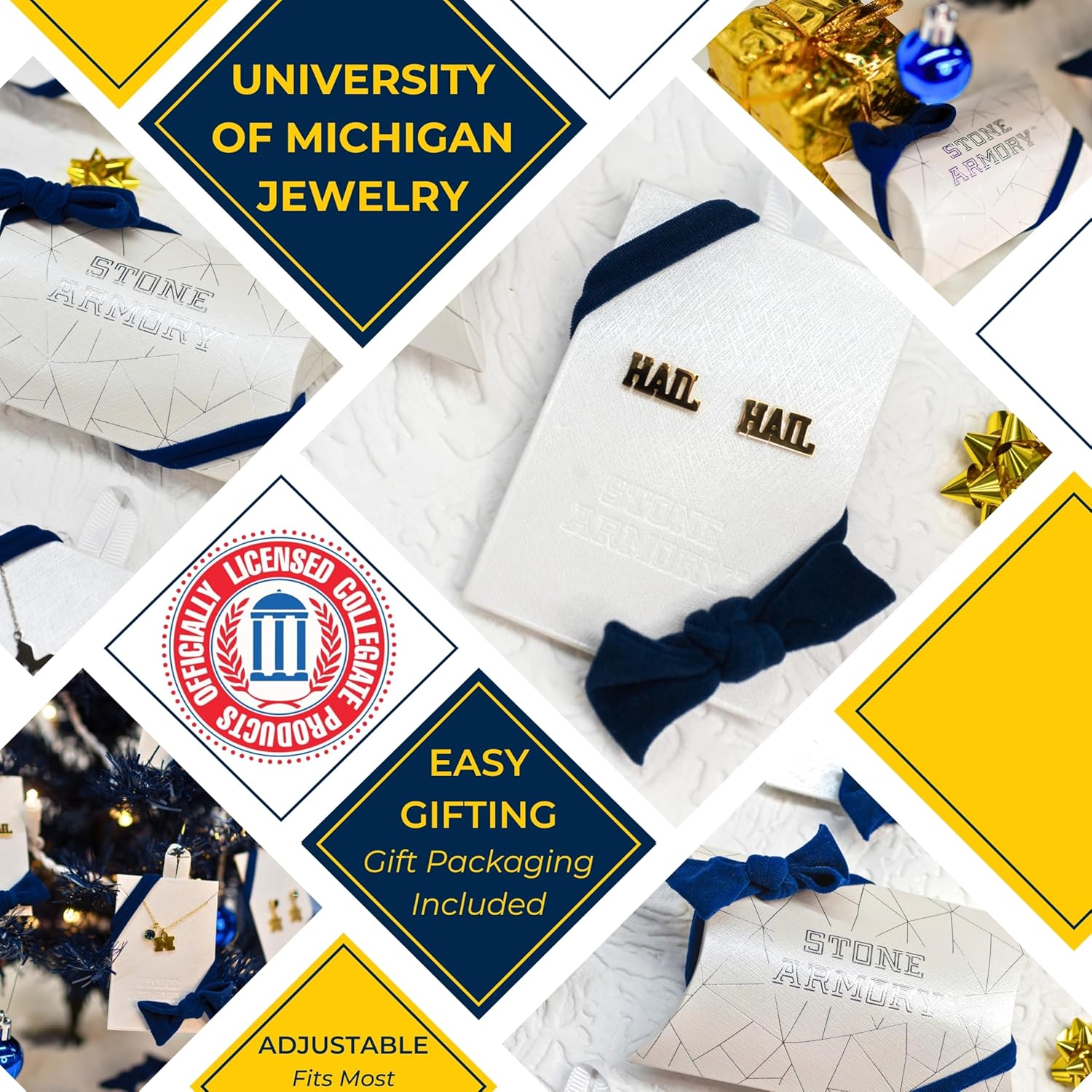 Stone Armory Michigan Wolverines Earrings - HAIL 18K Gold Plated Earrings - Hypoallergenic Earrings for Sensitive Ears - Women's Michigan Wolverines Apparel