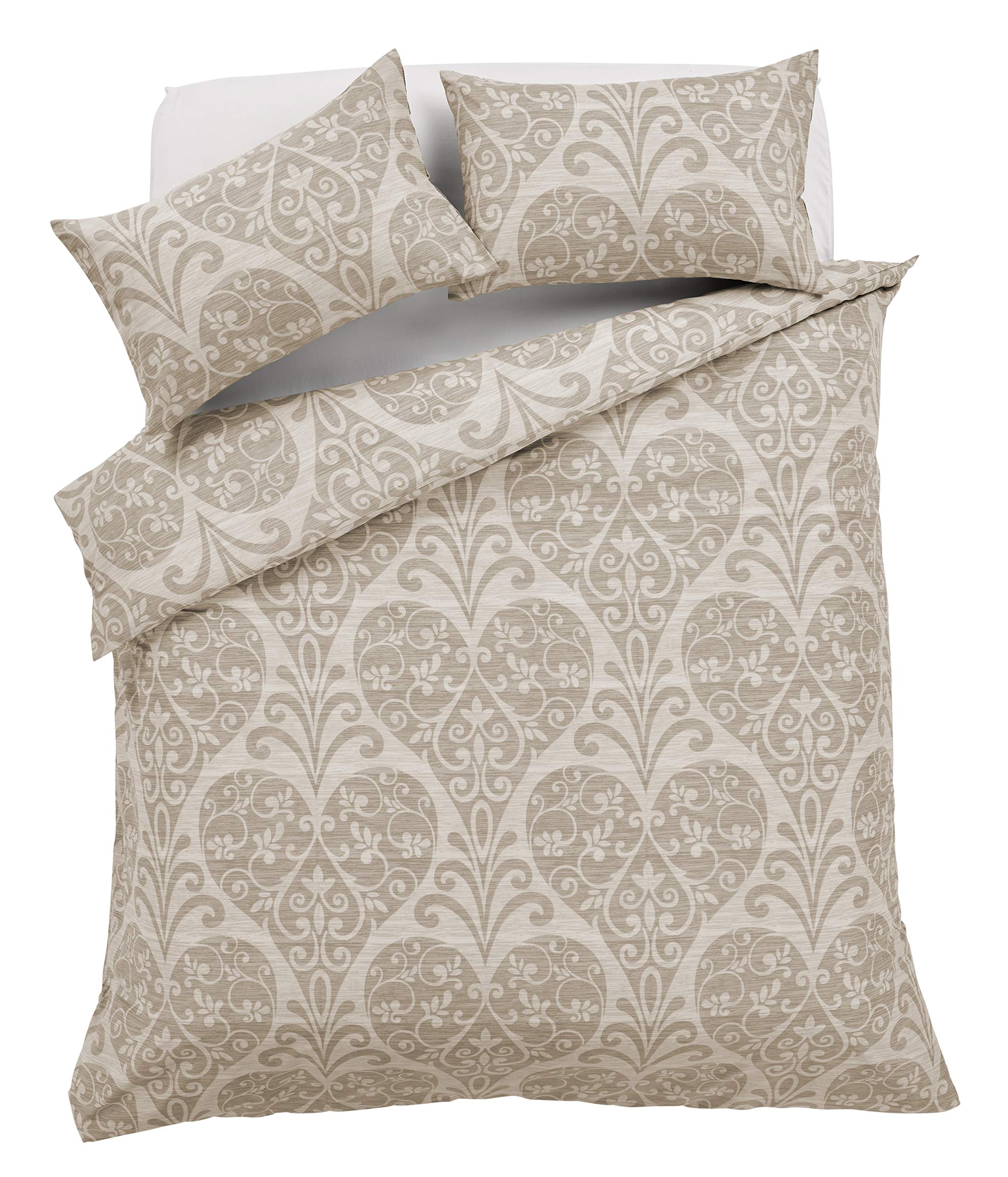 Olivia Rocco Chloe Duvet Cover Set Easy Care Modern Print Cotton Rich Quilt Covers Breathable Stylish Comforter Reversible Quilted Bedding Bed Linen Sets With Pillowcases, Gold (King)