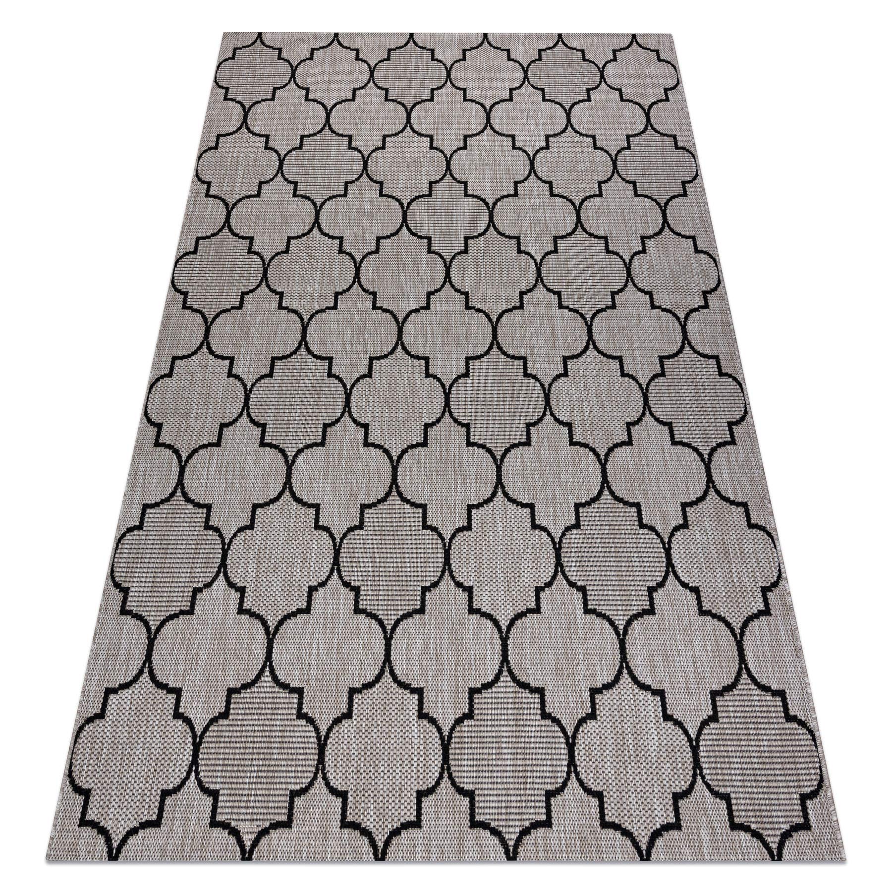 rugsx Nowoczesny dywan sizalowy FLOORLUX do salonu, sypialni, na taras, do kuchni, srebrny/czarny, 80 x 150 cm