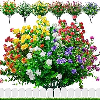 Fiori Artificiali Esterni 9 Pezzi - Piante Finte UV Per Giardino, Patio E Decorazioni - Foto 8