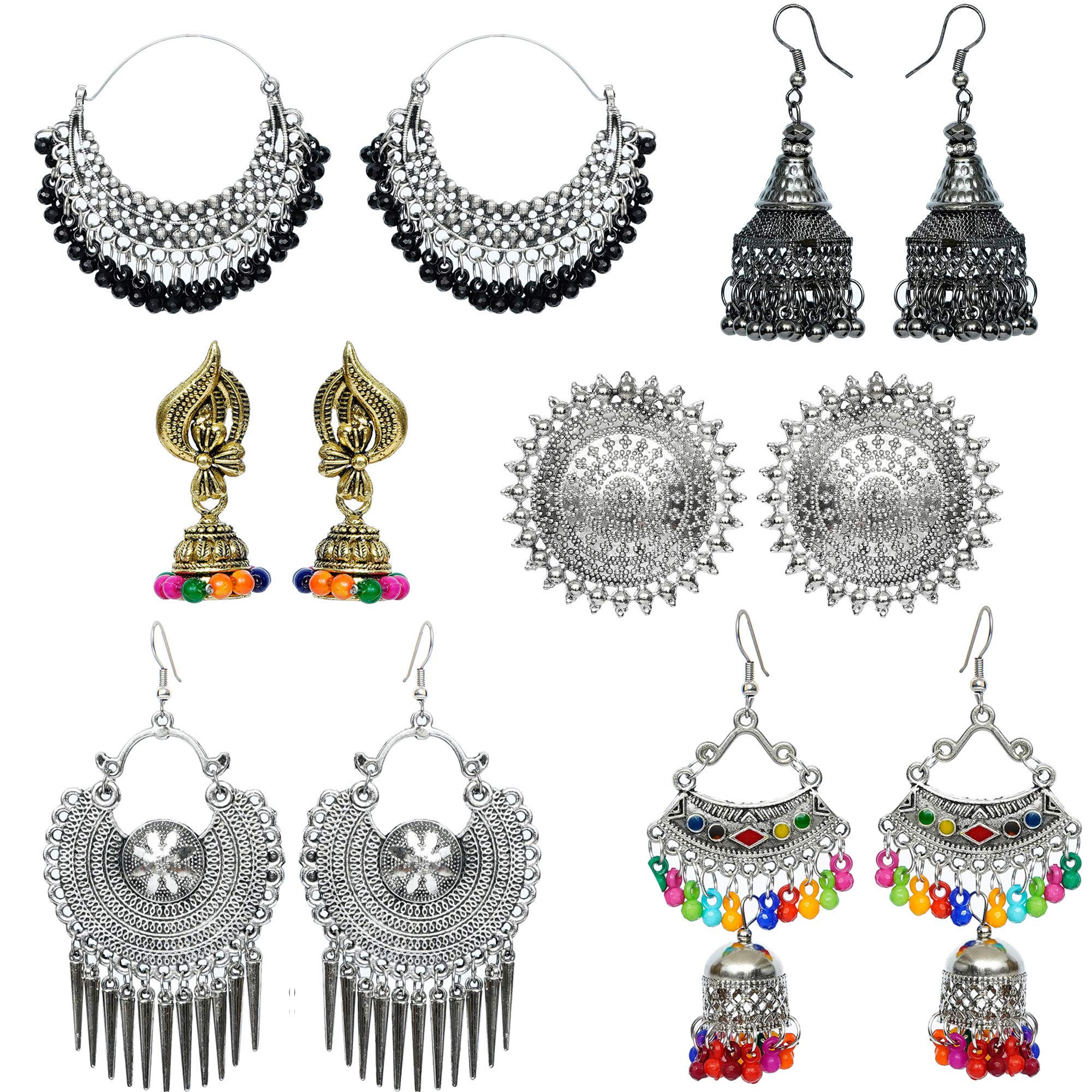 YOTOG Useful Combo of 6 Earrings for Girls and Women - Jhumka, Afghani, Big Stud, Boho Earrings (B08XQ9ZQC8) Amazon Price History, Amazon Price Tracker