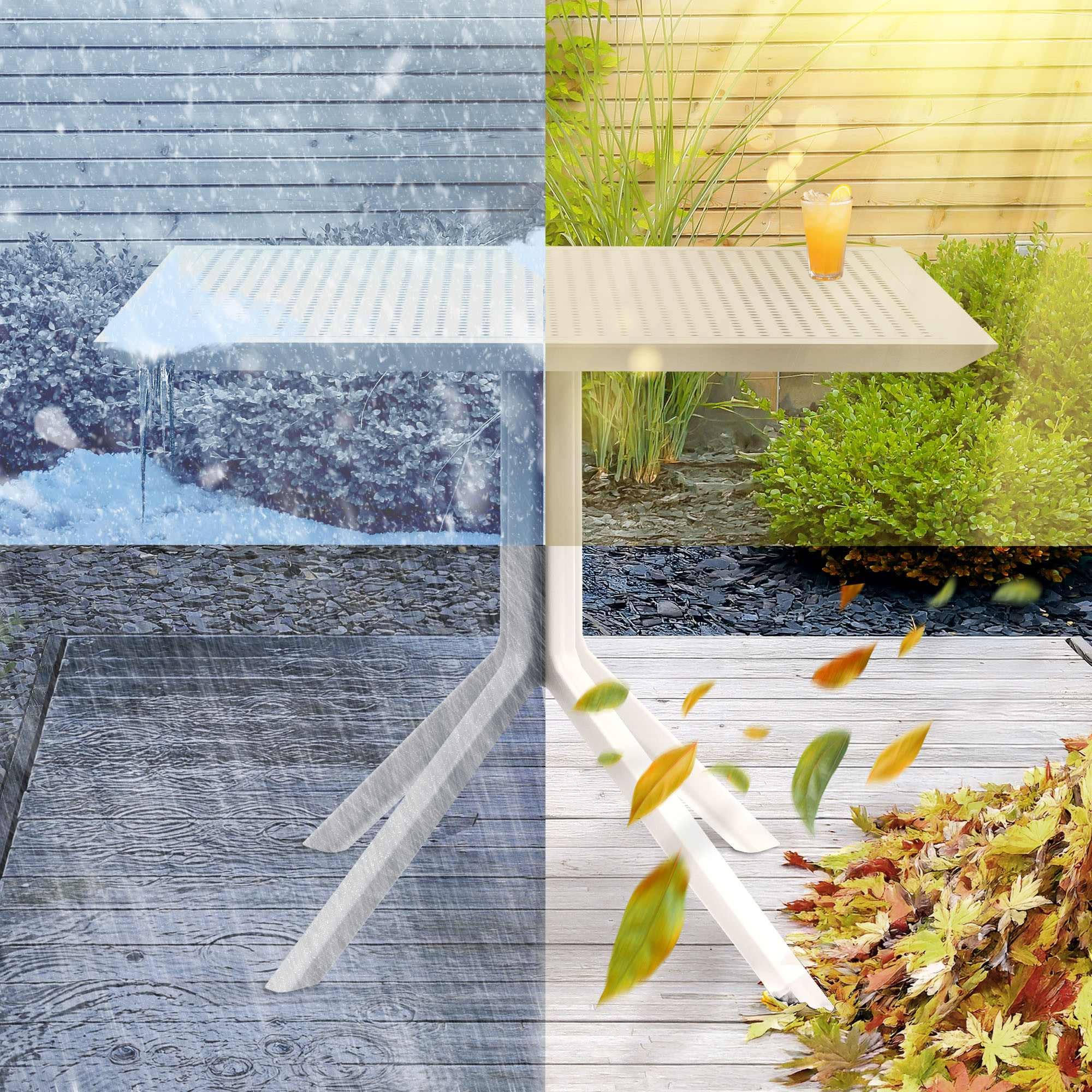 CLP Tavolo Sky 80 x 80 cm I Tavolo da Giardino, Resistente alle intemperie e ai Raggi UV I Tavolo Quadrato da Balcone, Colore:Bianco